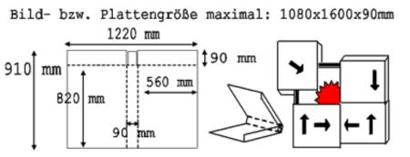 Preview: Bilderkarton Hirsch (vierteiliges Set) 1600x1080x90mm Preview: Bilderkarton-Hirsch-technische-Ansicht